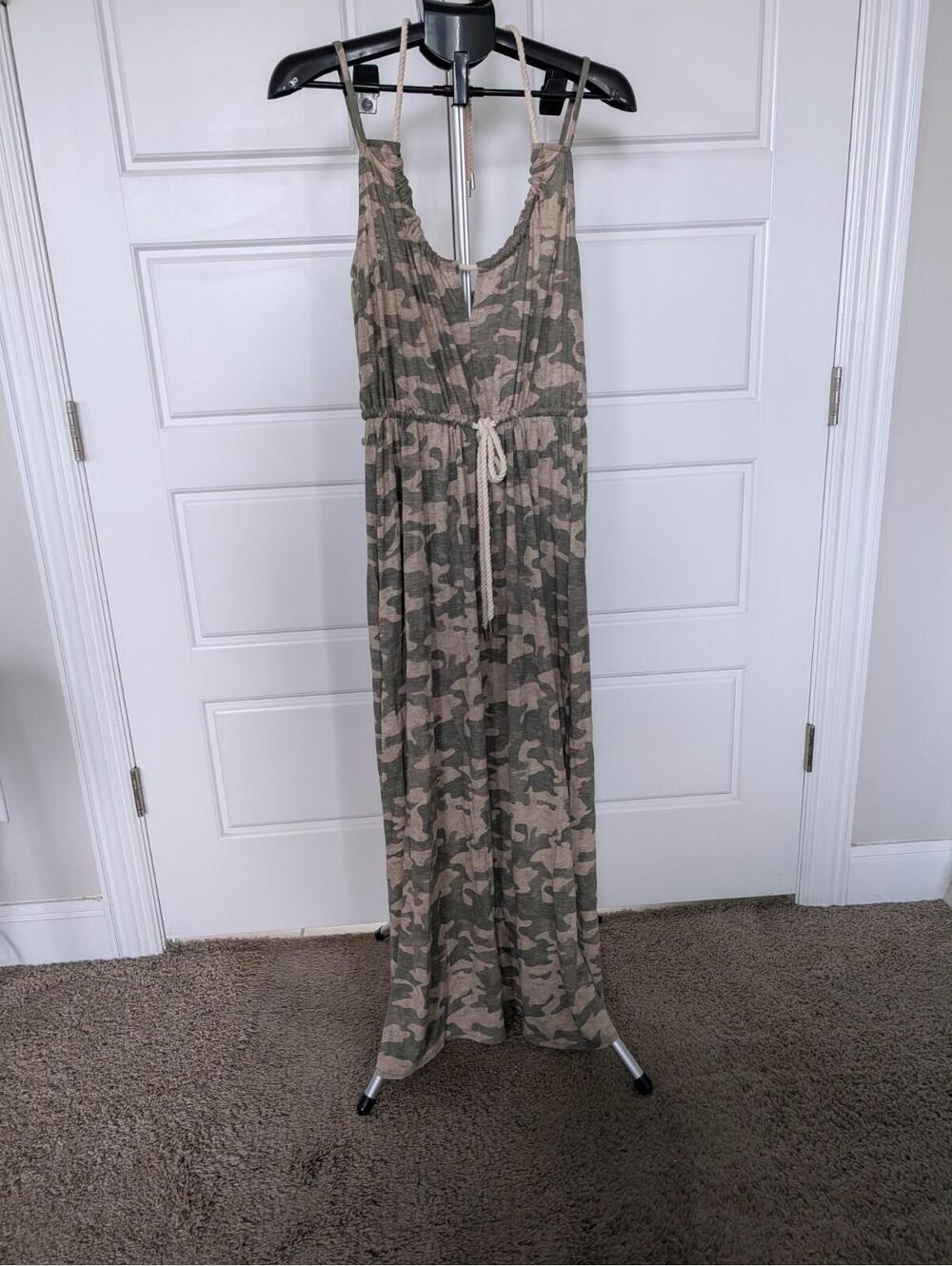 Skinnygirl Jeans Irene Camo Maxi Tank Dress Size M NWT Rope Strap